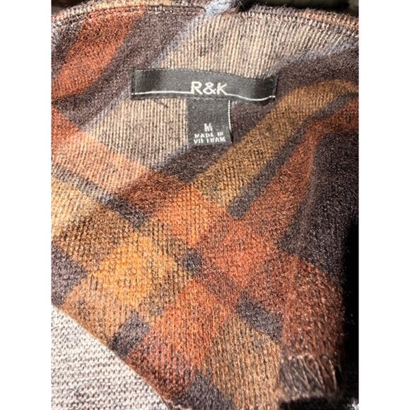 R&K Brown Plaid Dress w/ Detachable Cowl Neck Women’s Medium NWT - Picture 7 of 10